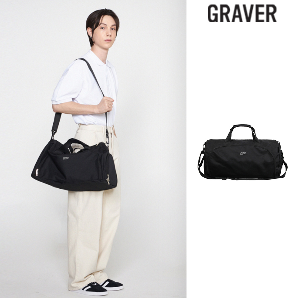 【GRAVER】23SS★ Base Ball Black Logo Embroidery Duffle Bag