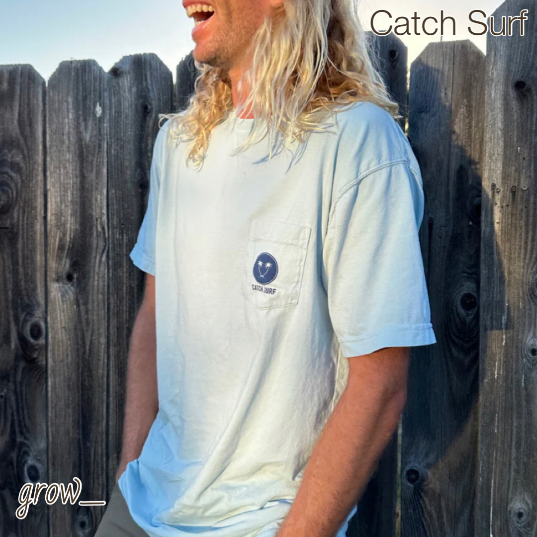 Catch Surf パーム ガーメントダイ ポケット付 Tシャツ 送関込