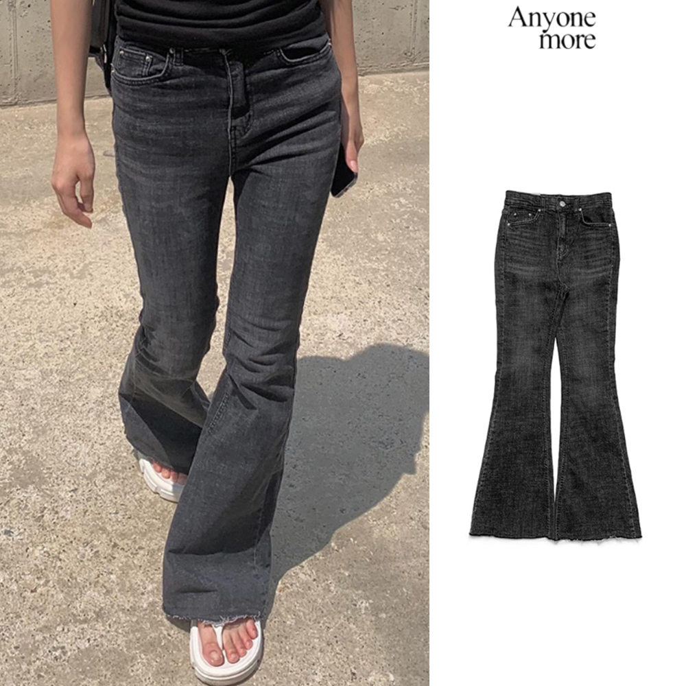【Anyone more】Lare washing denim bootcut pants