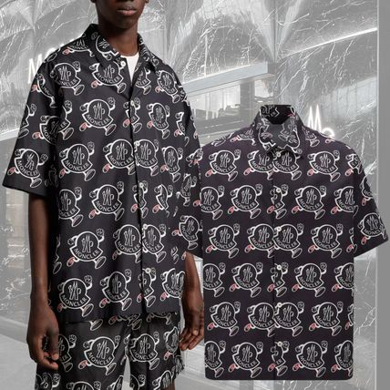 MONCLER Shirts Logo Print Cotton Shirt