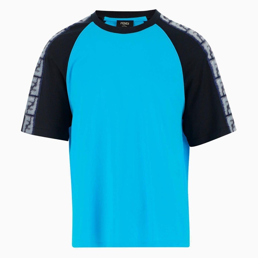(SALE)(フェンディ)クルーネックTシャツプールブルー