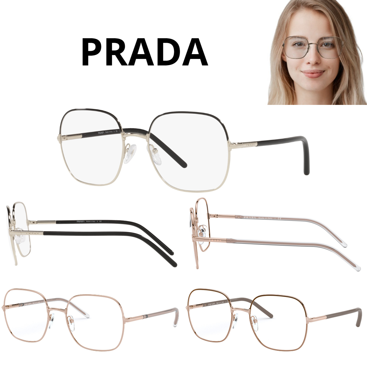 関税・送料込み＊PRADAプラダ＊パイプ フレーム ロゴ メガネ