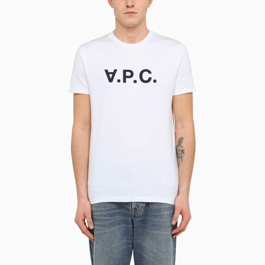 (SALE!)(A.P.C.) ロゴ入りホワイト クルーネック T シャツ