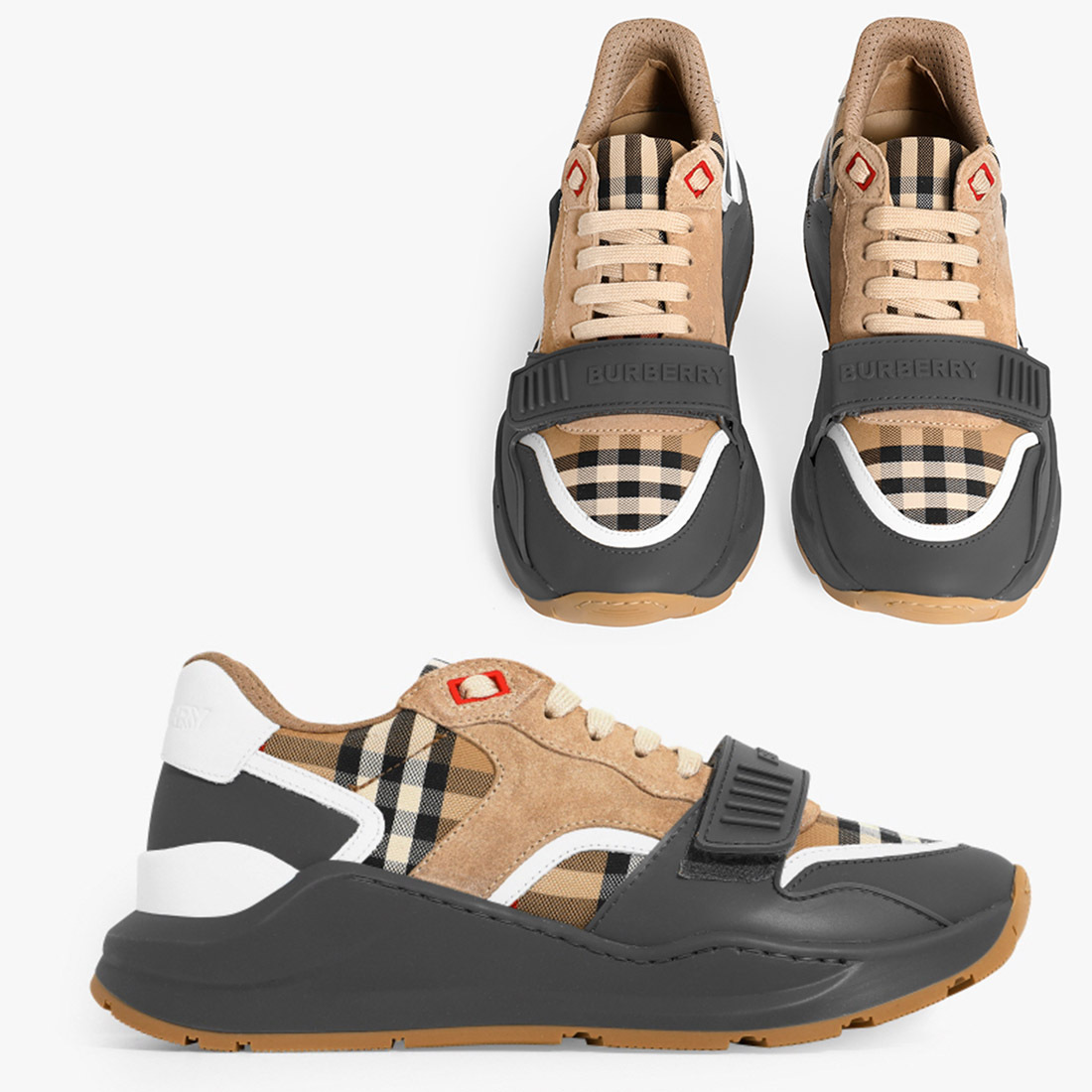 関税負担なしBurberry ヴィンテージチェック＆レザー スニーカー 関税負担なし☆Burberry ヴィンテージチェックスニーカー