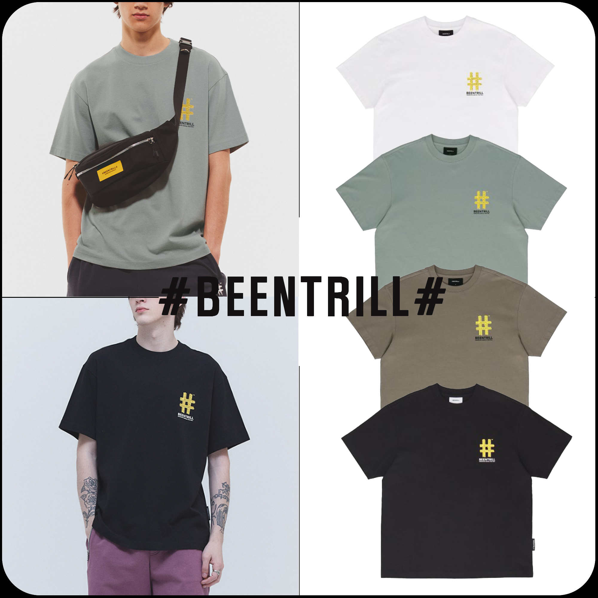 [BEENTRILL]★NEW MINI TAPING HASHTAG SHORT SLEEVE T-SHIRT