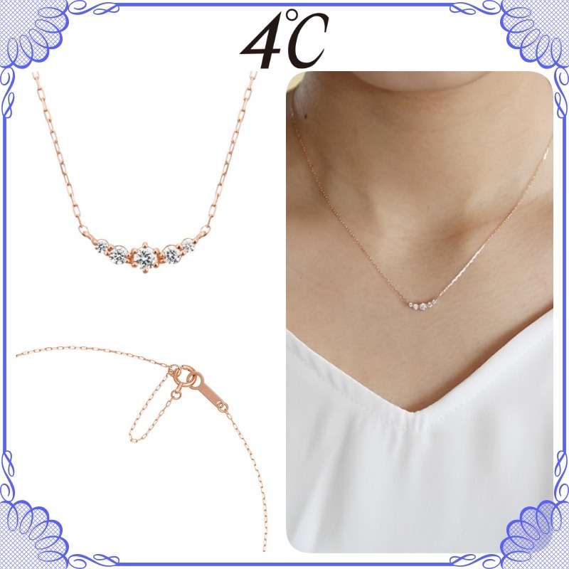 大人気!! 4℃ K10 PG キュービックジルコニア ネックレス