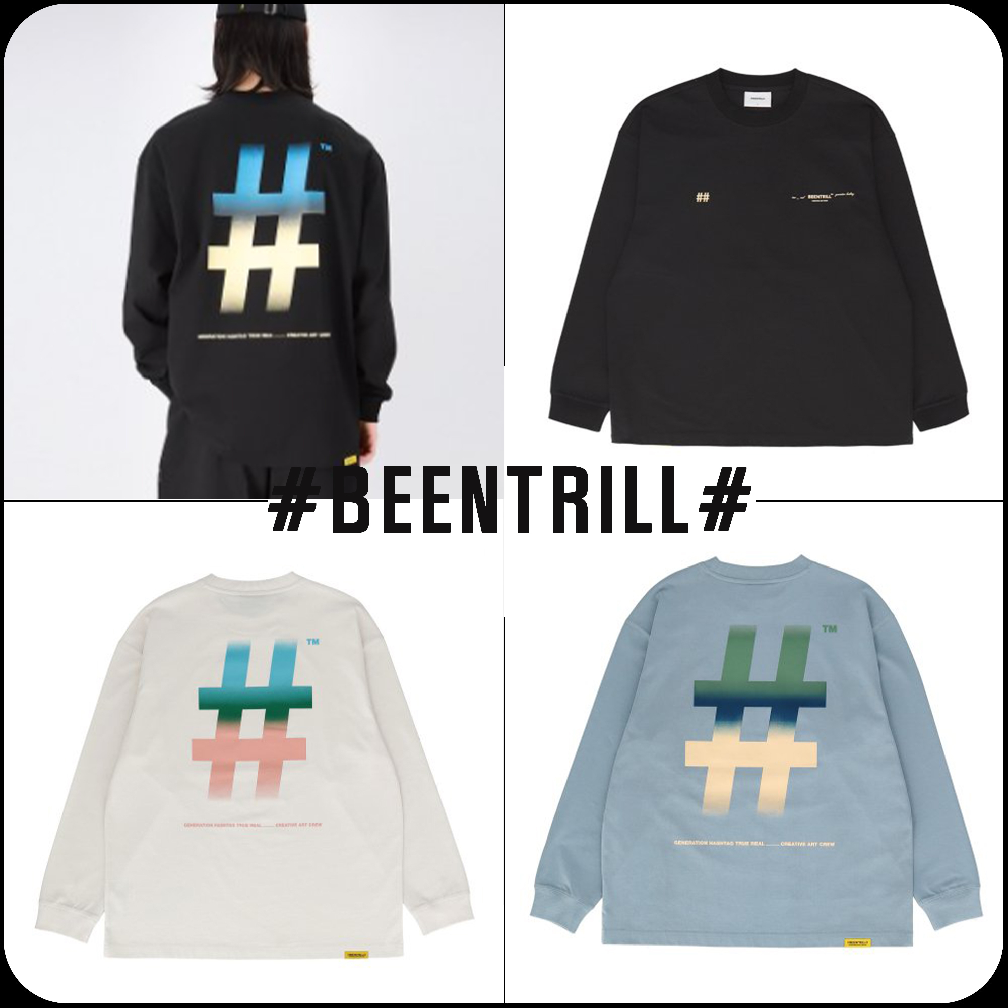 [BEENTRILL]★GRADATION HASHTAG OVERFIT LONG SLEEVE T-SHIRT