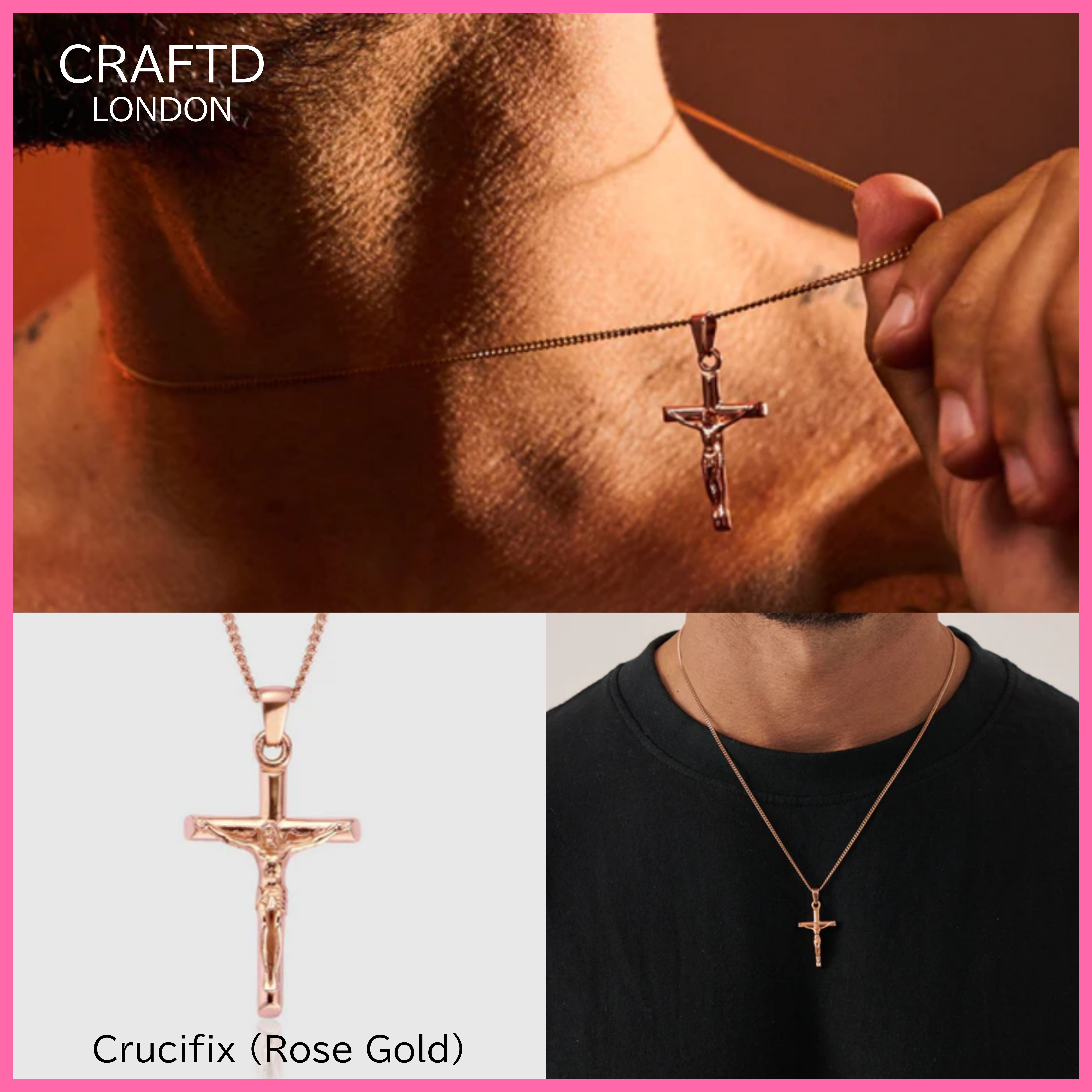 送料関税込【CRAFTD London】Crucifix Rose Gold 十字架☆国内発