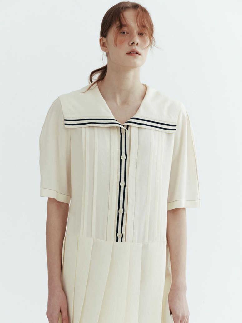 ☆KARA ギュリ☆【a.t.corner】☆Marine stripe pleats dres.s☆