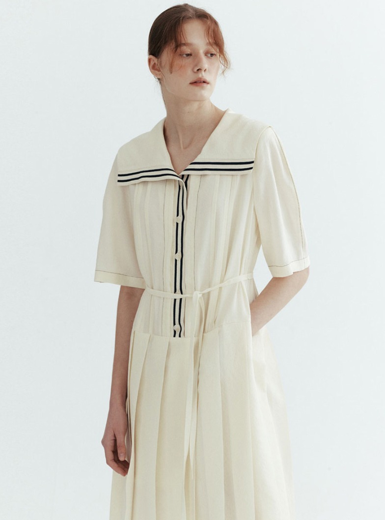 ☆KARA ギュリ☆【a.t.corner】☆Marine stripe pleats dres.s☆