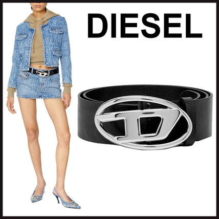 DIESEL Belts Street Style Plain Leather Logo Belts