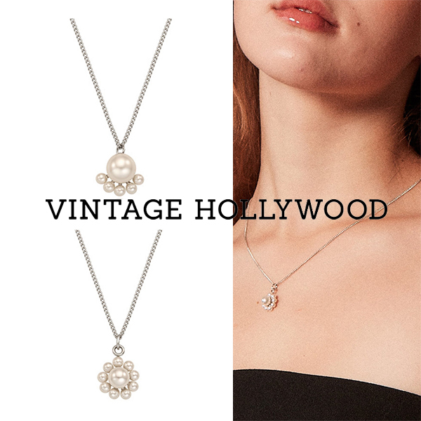 【VINTAGE HOLLYWOOD】Pearl Flower Necklace★送料・関税込