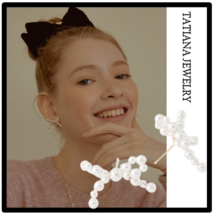 ★関税込★TATIANA★Grace Pearl Ribbon Earring★ピアス★