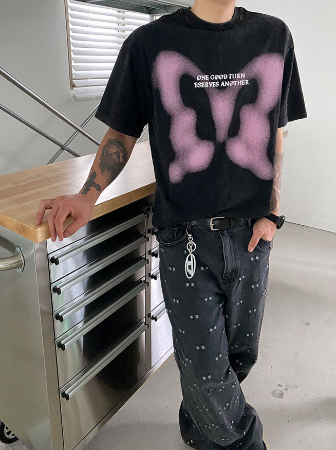 Tシャツ・カットソー No.0291 washing butterfly half T No.0291 washing butterfly half T (HOLY IN CODE/Tシャツ
