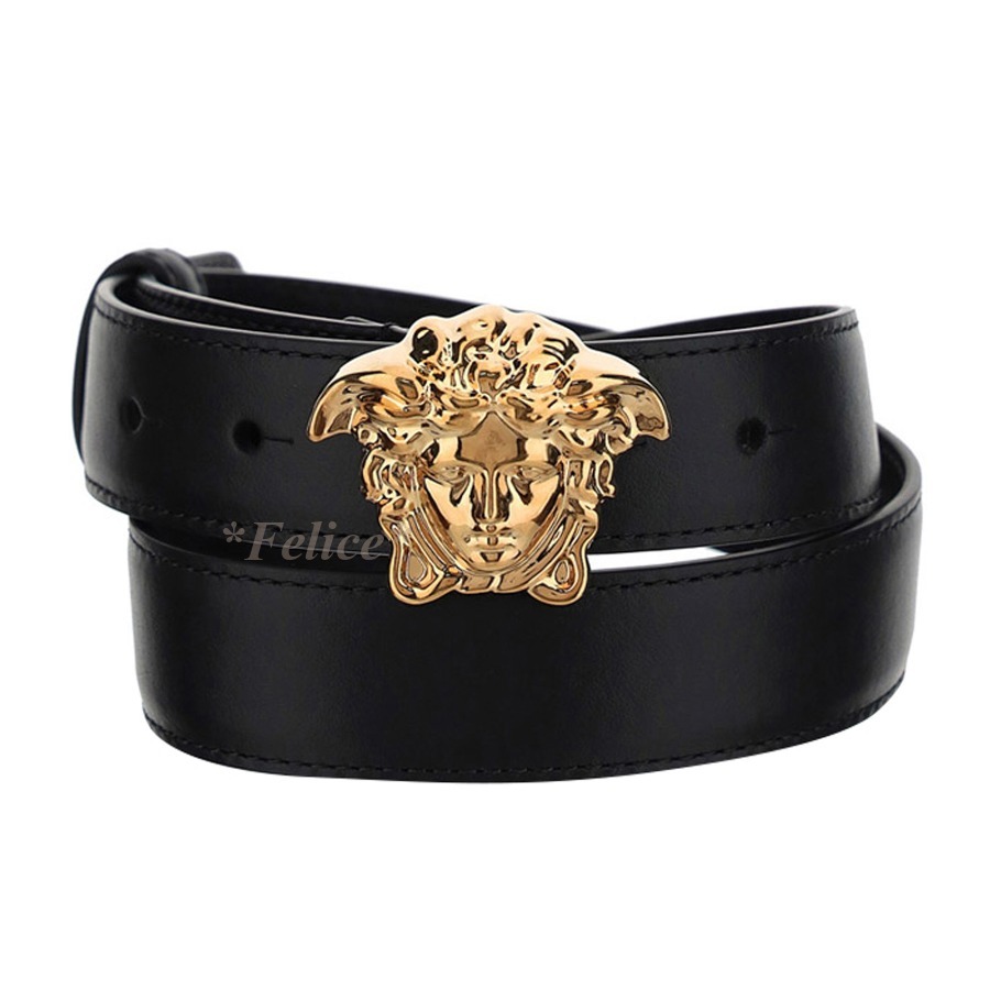 【VERSACE】 ラ メドゥーサ レザー ベルト 関税/送料込