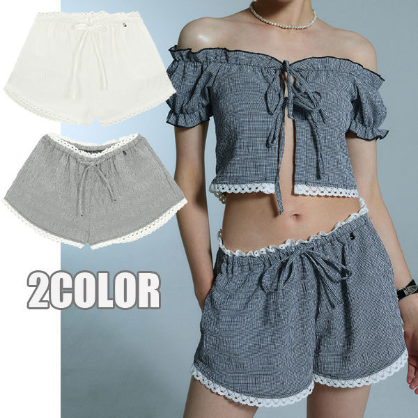 ショートパンツ asif CALIE  LACE RIBBON SHORT PANTS BMY782