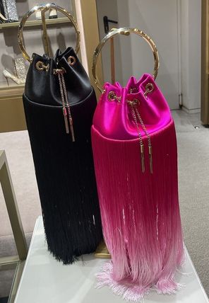 Jimmy Choo Party Bags Casual Style 2WAY Plain Party Style Purses Fringes