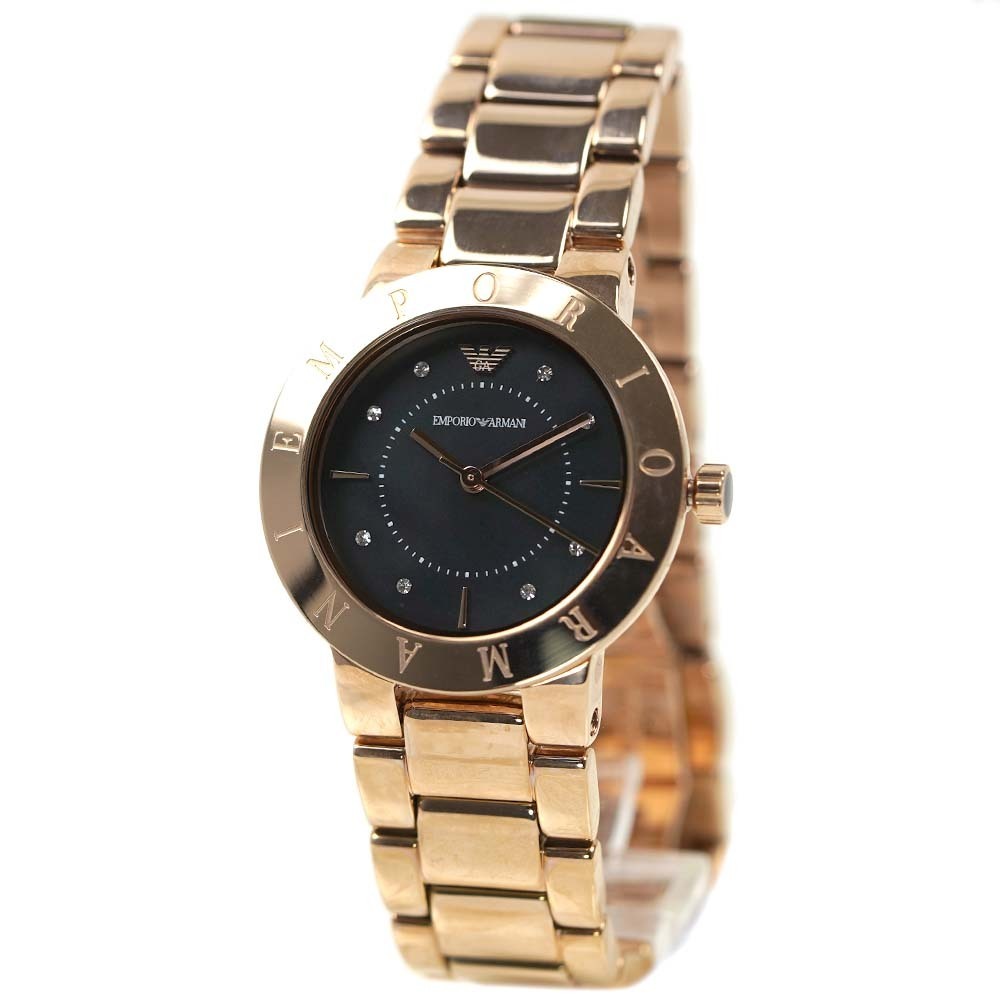 EMPORIO ARMANI 腕時計 Greta ブラックパール Rゴールド AR11251