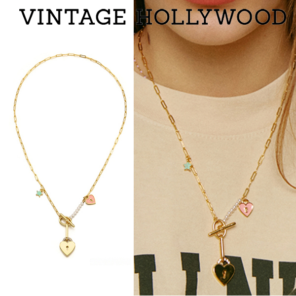 【VINTAGE HOLLYWOOD】Swing Heart Charm Necklace★送料無料