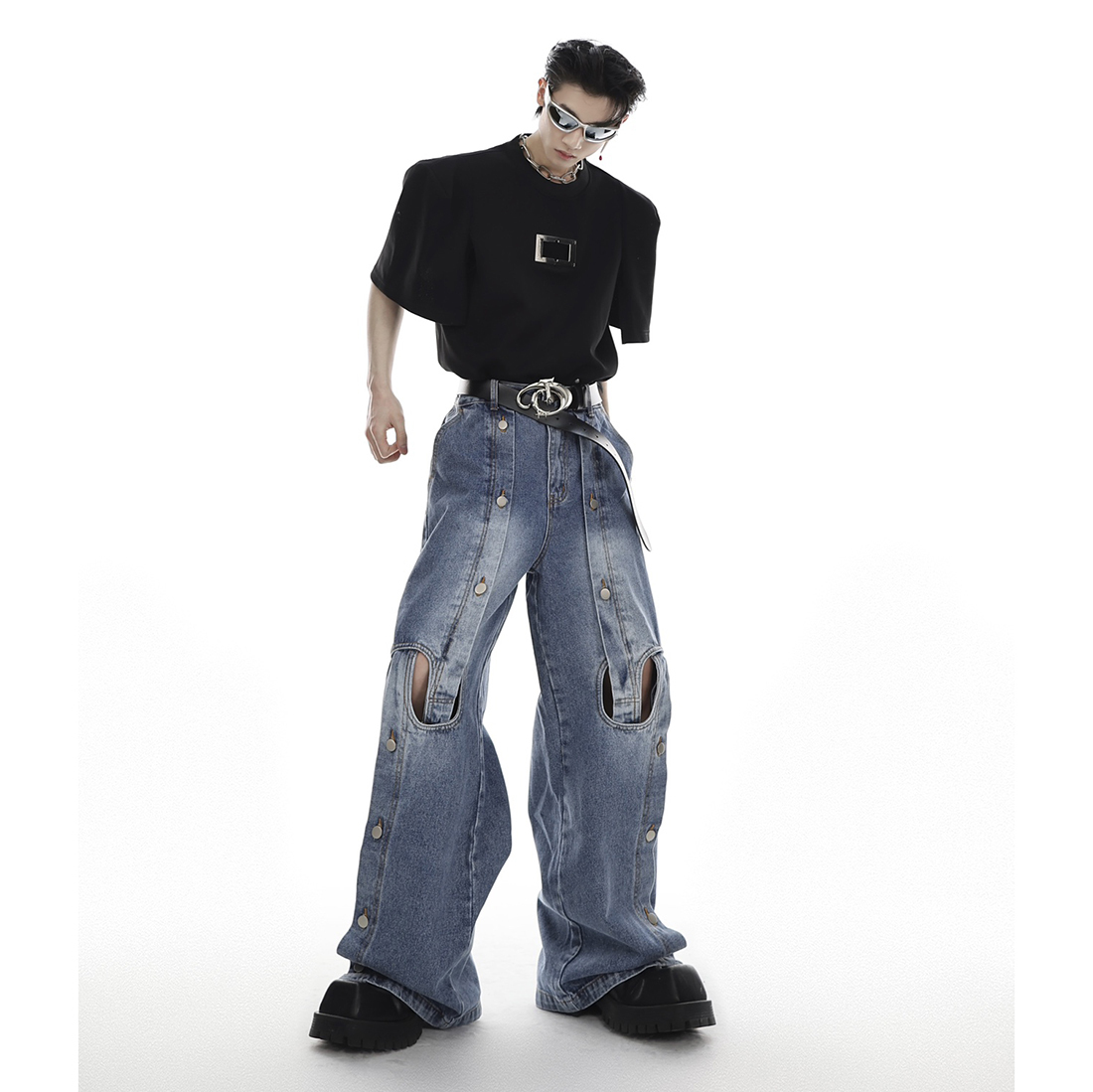 Copping Zone ワイドデニムパンツ  ストレート ダーク系 org.jpg