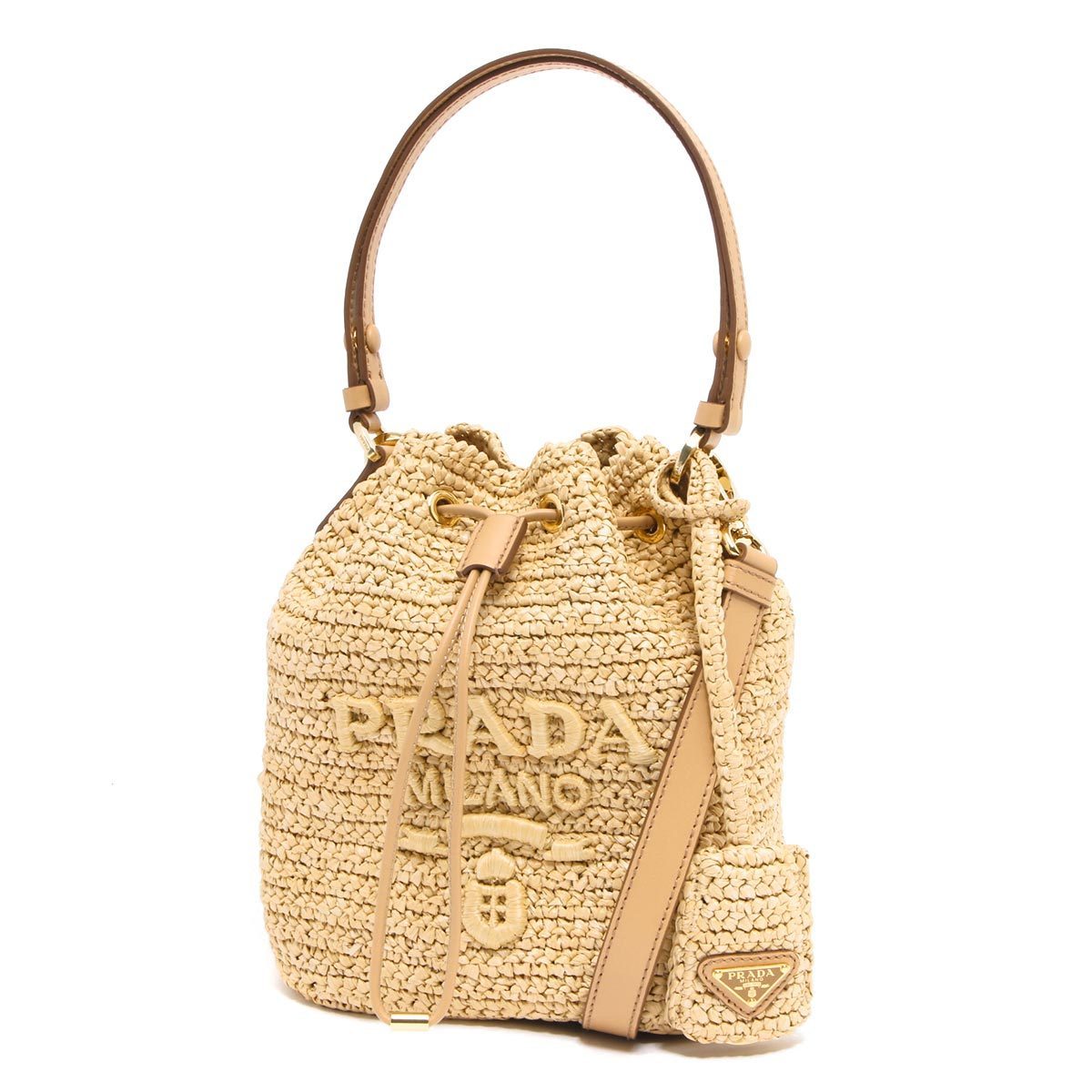 PRADA バケットバッグ ナチュラルベージュ レディース 1BE068
