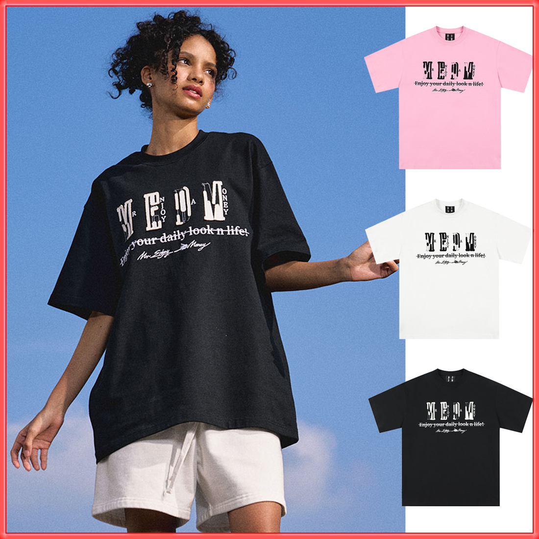 MEDM ロゴ 刺繍 半袖 Tシャツ クルーネック コットン 男女兼用