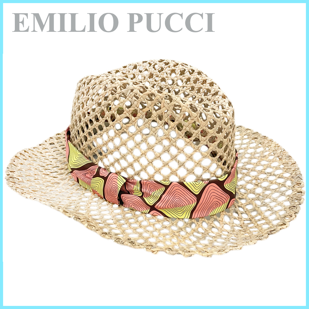 EMILIO PUCCIエミリオプッチ麦わら帽子(ストローハット)ピンク
