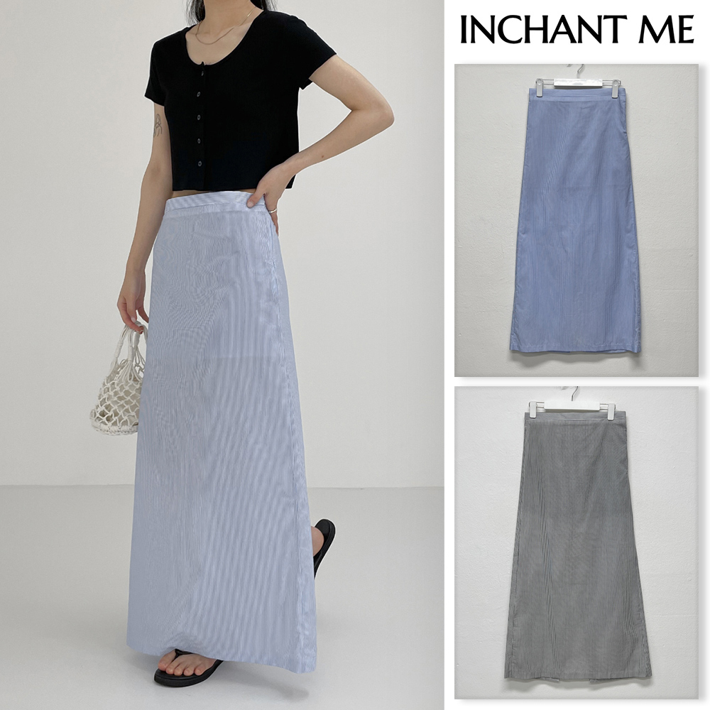 【INCHANT ME】Stripe Maxi Banding Skirt