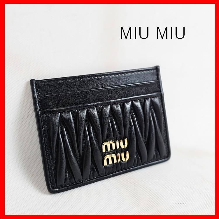 ☆【MIU MIU】☆マテラッセレザー ロゴ カードケース☆BLACK☆