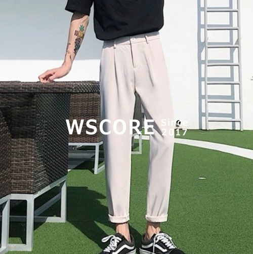パンツ メンズ スリムフィット ストレート 9分丈 2色