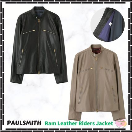 ポールスミス／Paul Smith シングルライダース ジャケット JKT アウター メンズ 男性 男性用レザー 革 本革 ブラック 黒 羊革 ラムレザー 変形