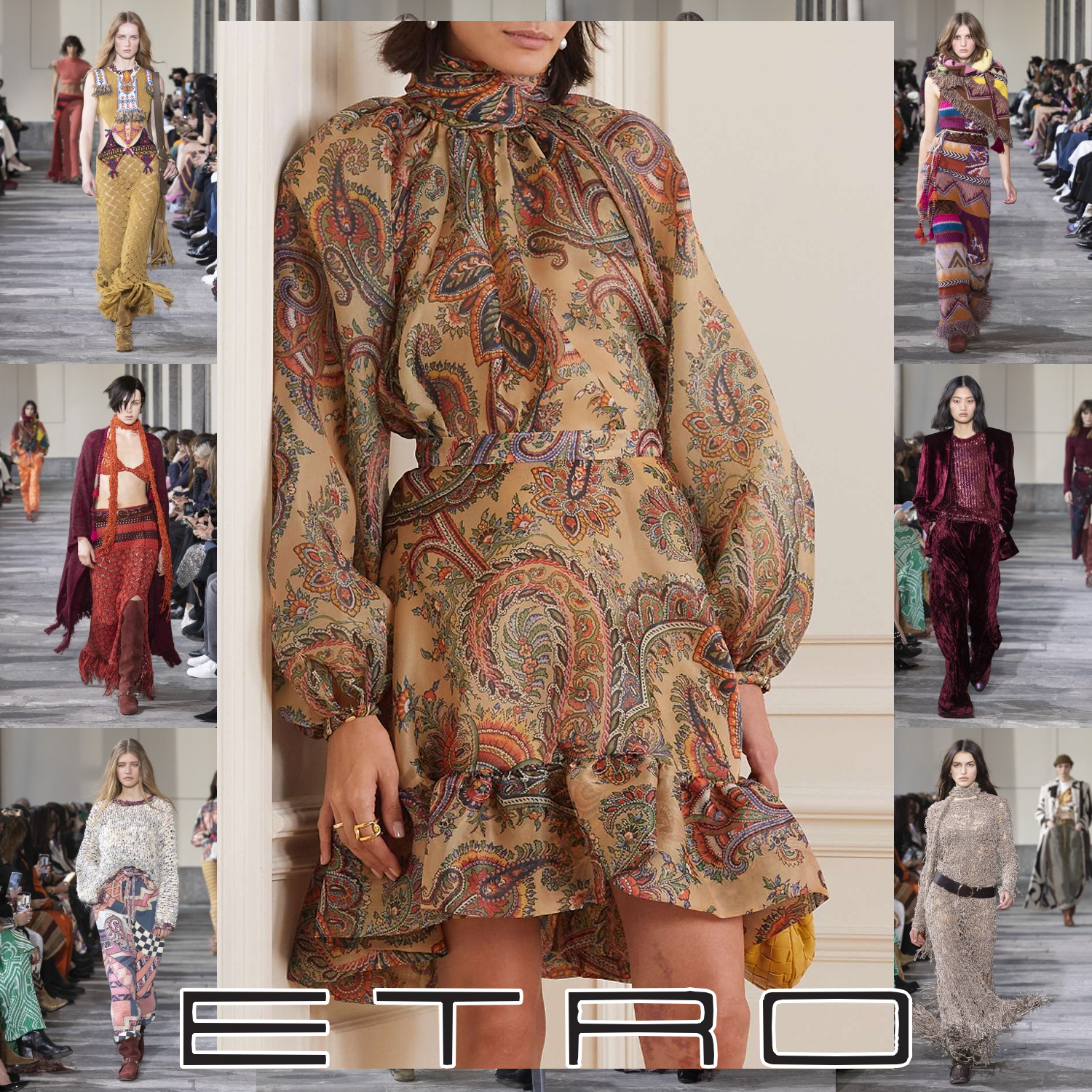 ETRO アシンメトリー ペイズリー スカート ベージュ