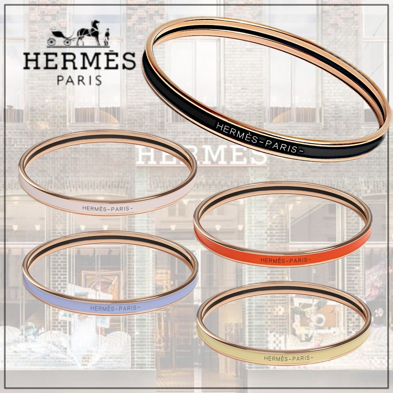 ピンクゴールド♡【HERMES】エナメルブレスレット 《ユニ》