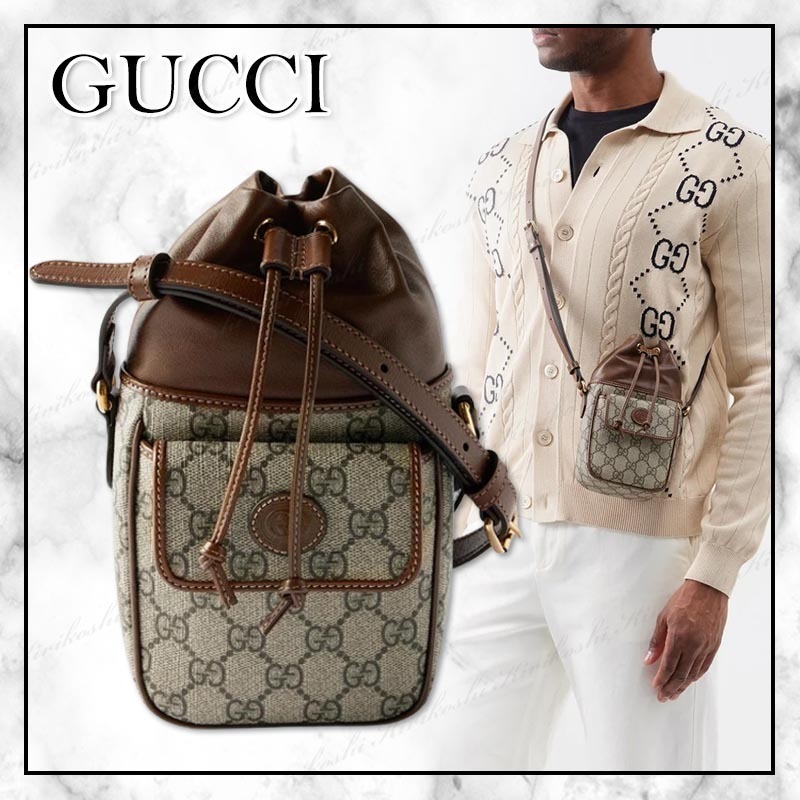 ◆GUCCI 23AW◆GGスプリーム キャンバス クロスボディバッグ /茶