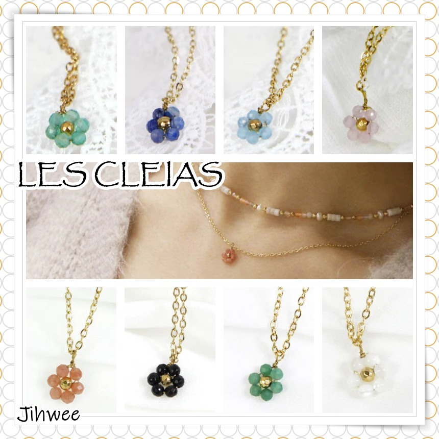 ★LES CLEIAS★ストーン 花 チェーン ネックレス*BTSテテ愛用*