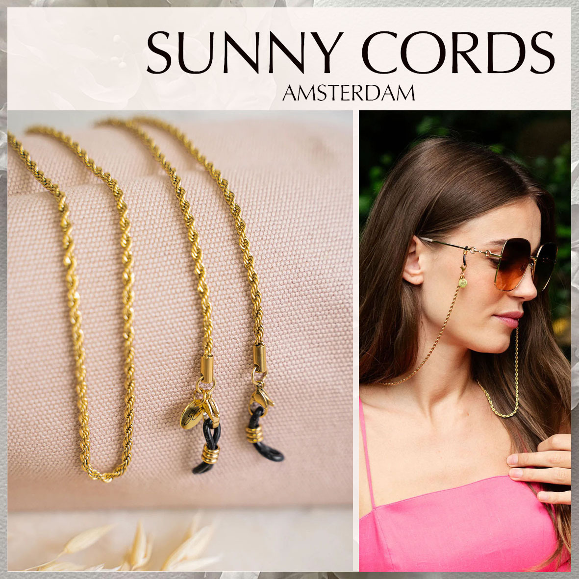 【Sunny Cords】ピッパゴールド ロープ編み眼鏡チェーン