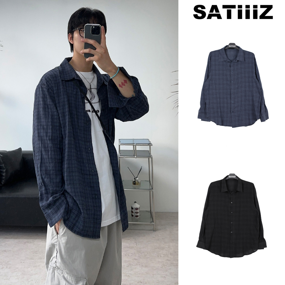 【SATIIIZ】Cheve loose fit check shirt