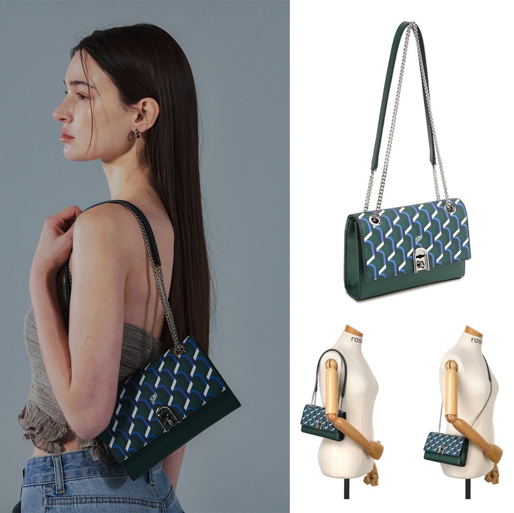 韓国大人気[rosa.K]AMELIE MONOGRAM SHOULDER BLUE MOUNTAIN_SS