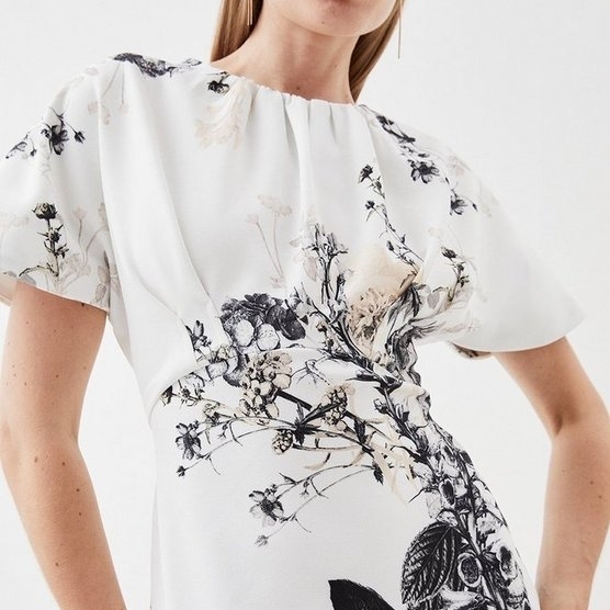 KAREN MILLEN■フローラルプリント ベルト付き シャツワンピース ◇KAREN MILLEN◇フローラル プリント マキシ丈ワンピース