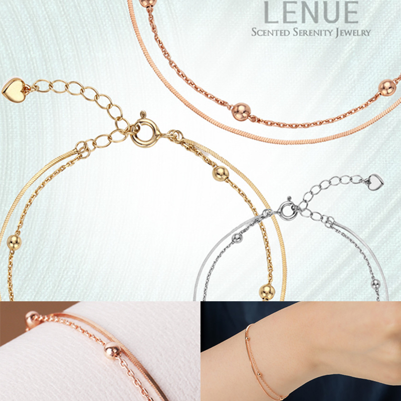 Lenue☆ギフトに大人気★SNAKE BALL CHAIN LAYERED BRACELET_3色