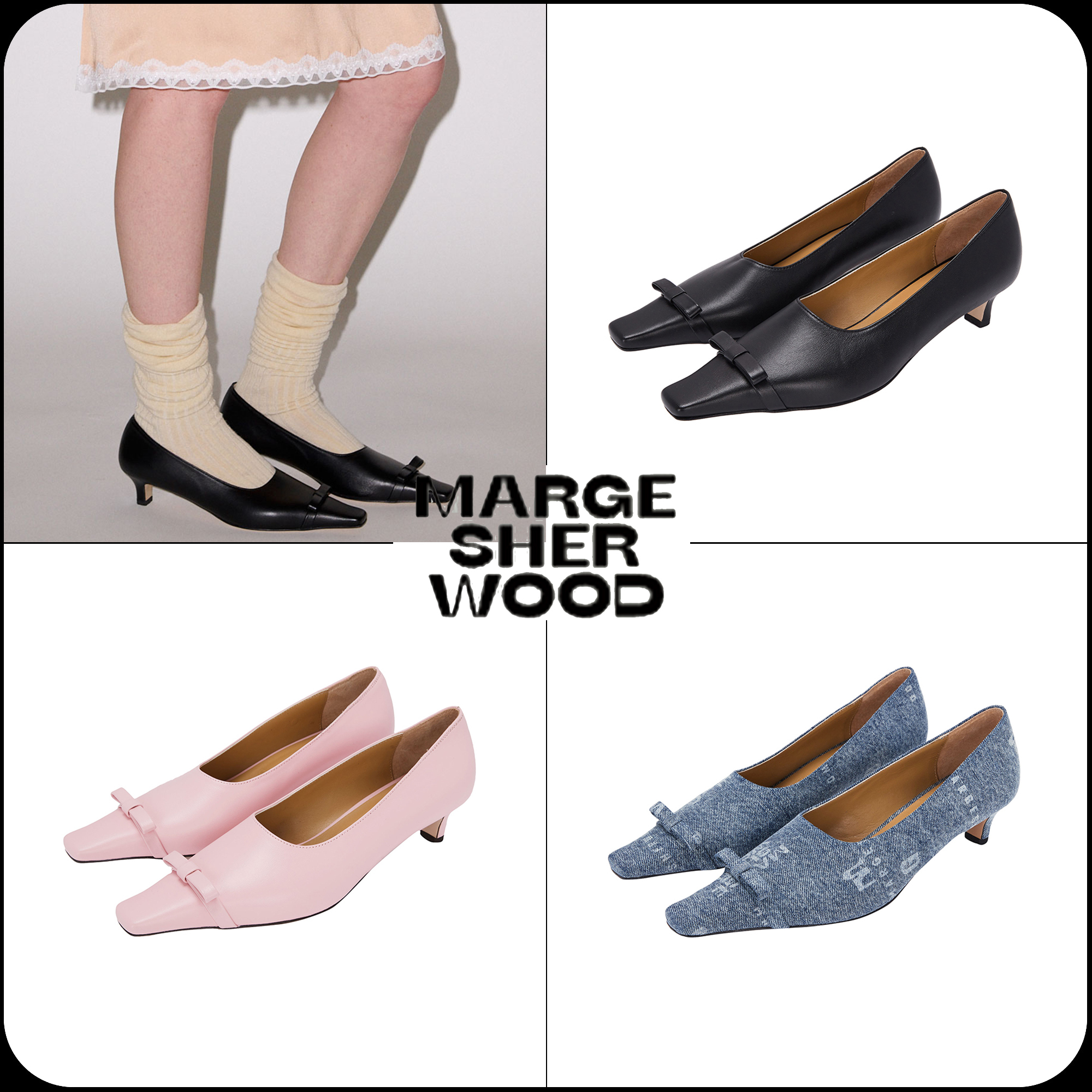 [MARGESHERWOOD]★POINTED KITTEN HEELS (RIBBON)