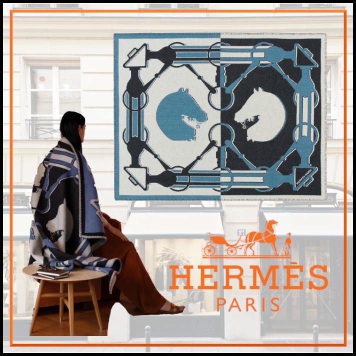 エルメスらしいデザイン 対照的な馬HermesTatersaleブランケット