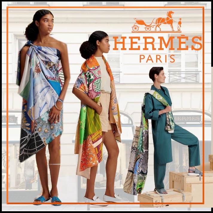 petit h どの柄になるかはお楽しみHermes\tパッチワークストール