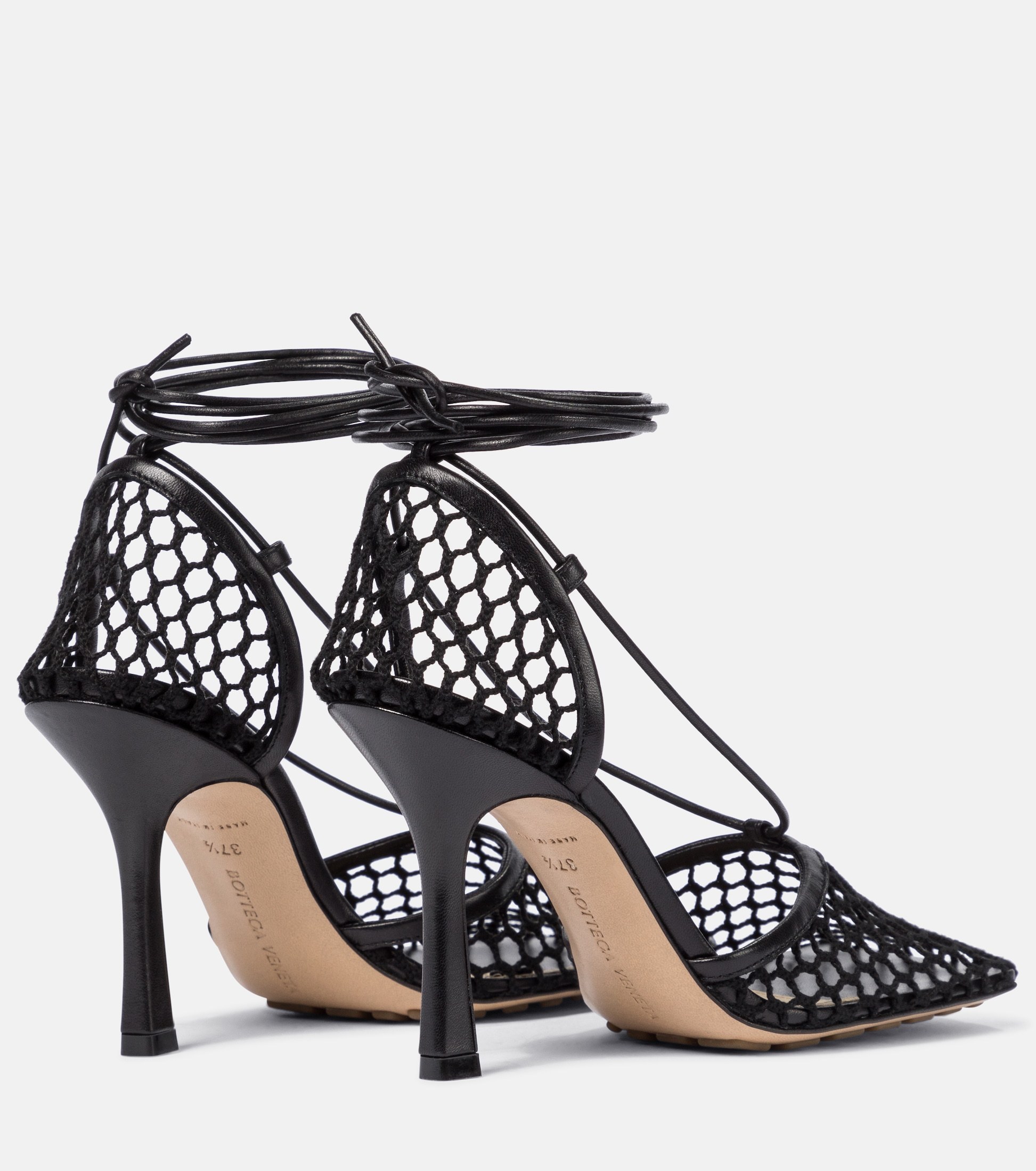 BOTTEGAVENETA*ストレッチレザートリムメッシュパンプスヒール