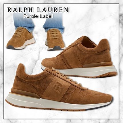 RALPH LAUREN PURPLE LABEL Sneakers Suede Bi-color Plain Leather Logo Sneakers