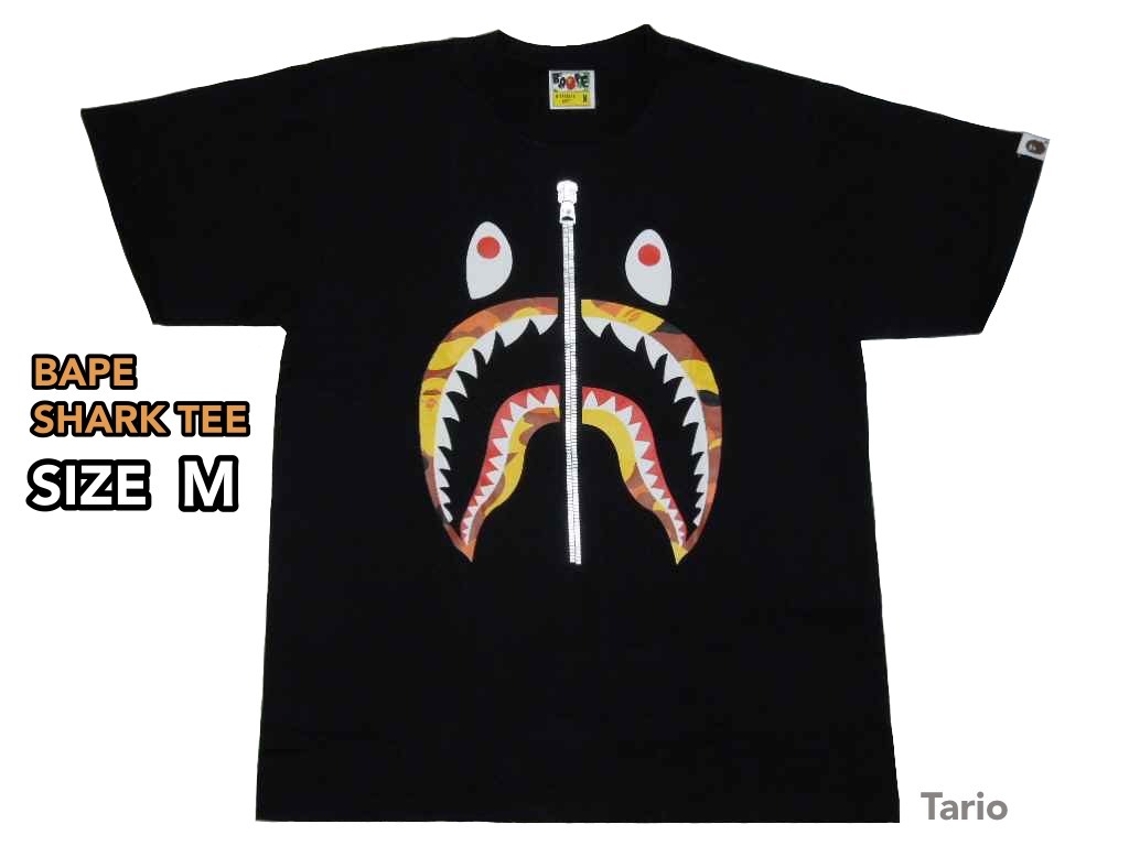 A BATHING APE（エイプ）COLOR CAMO SHARK TEE Tシャツ 黒x橙 M