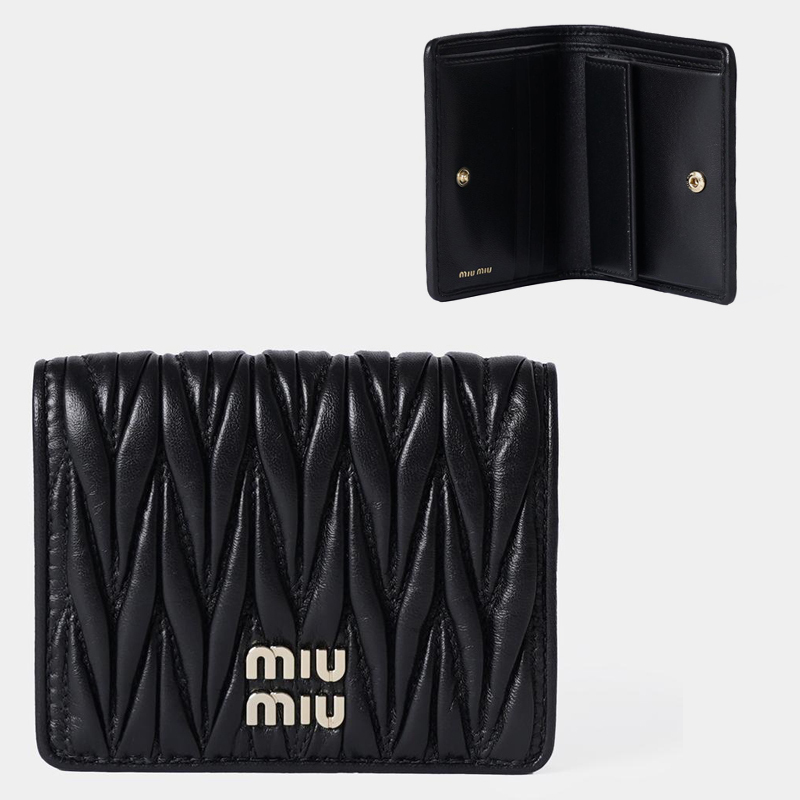 関税負担なし☆MiuMiu ミュウミュマテラッセレザー 折り財布