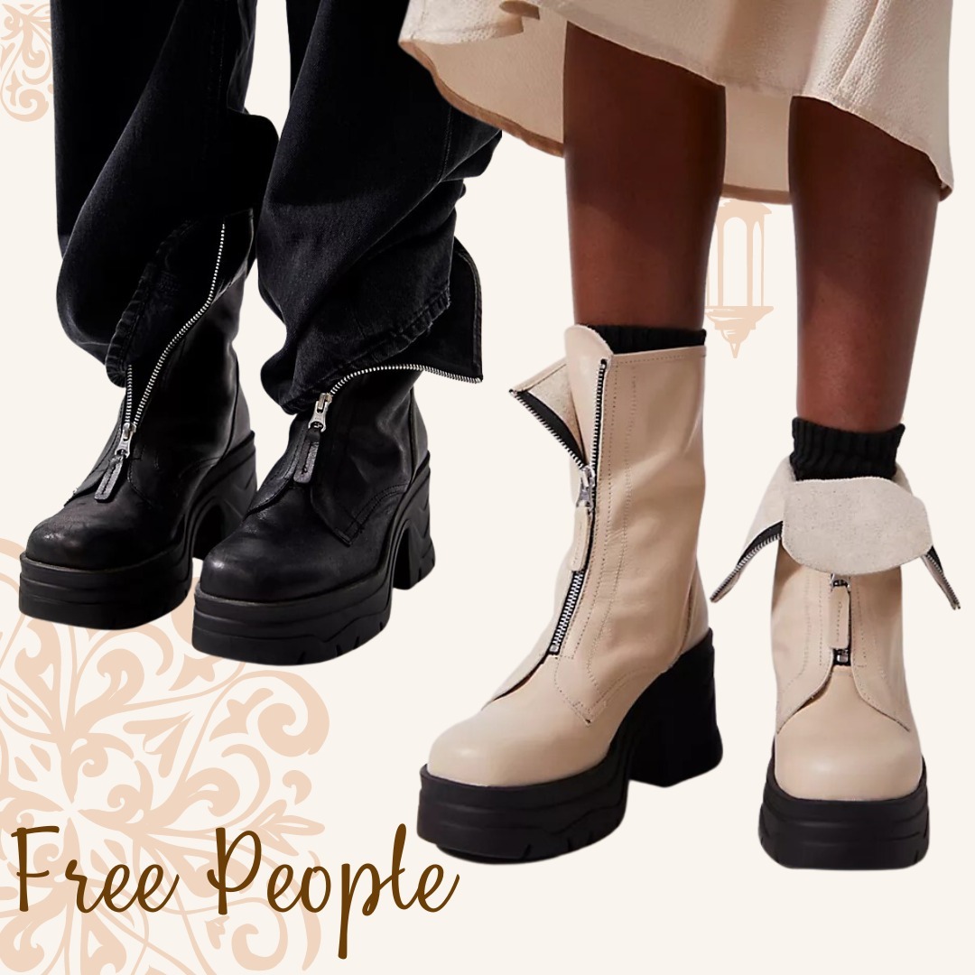 NEW☆【Free People】ジップフロント チャンキーヒール ブーツ