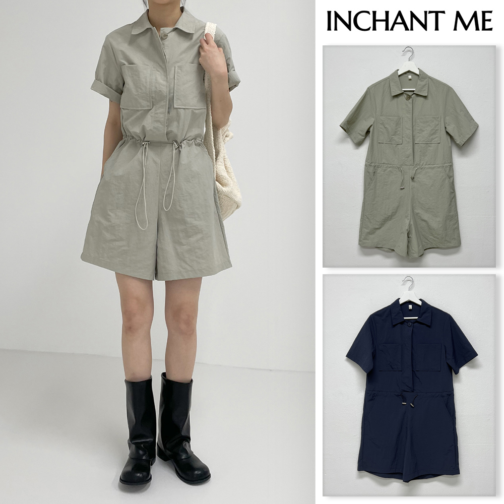 【INCHANT ME】Stopper Nylon Half Jumpsuit