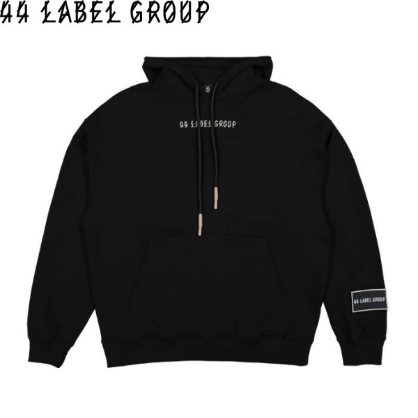 44 Label Group ロゴプリントベーシックフーディ ブラック